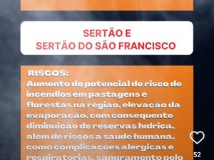 Defesa Civil: Umidade relativa do ar em nível de alerta no Sertão e Sertão do São Francisco