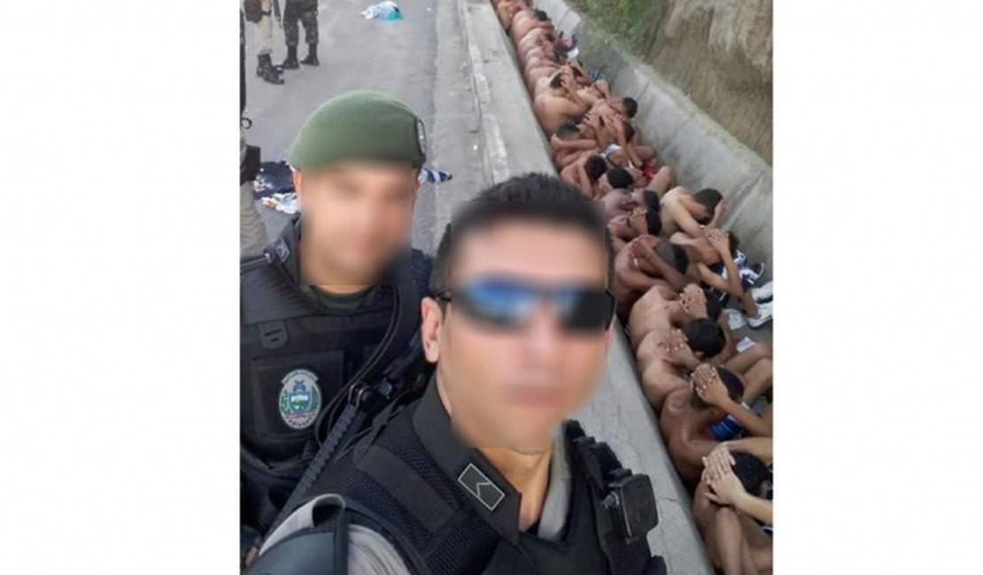 Policiais paraibanos comemoram abordagem a torcedores do ASA fazendo selfie