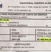 Após fatura de R$ 842 mil em Arapiraca, Defensoria cobra explicações a Equatorial sobre erros em contas de energia 