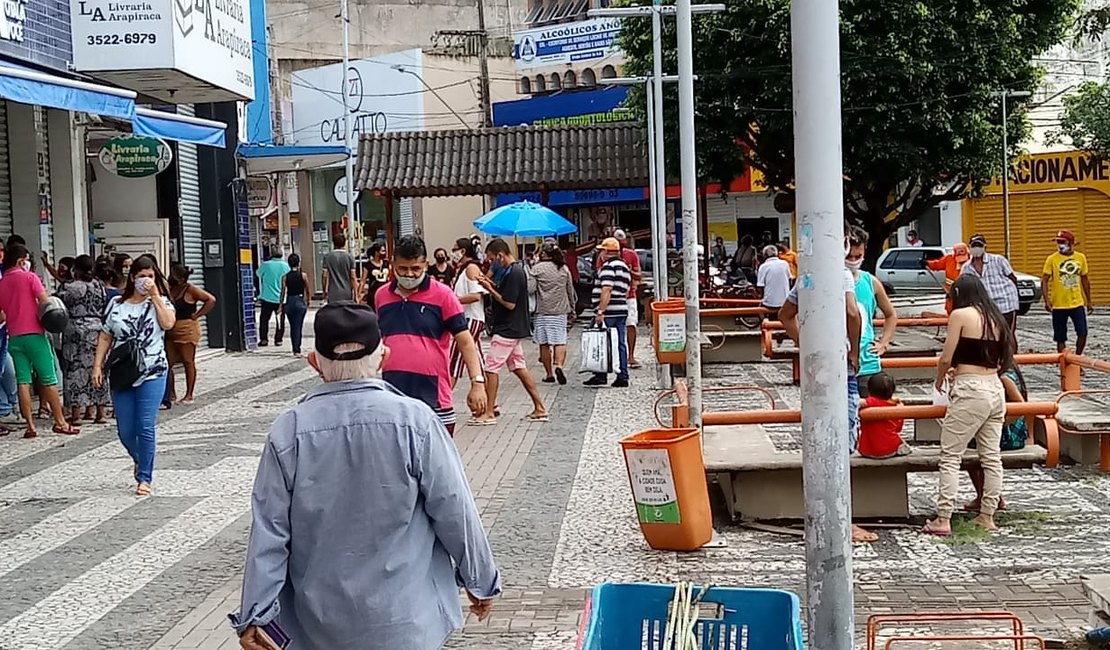 Fase laranja vai permitir abertura de cerca de 90% das lojas no Centro de Arapiraca