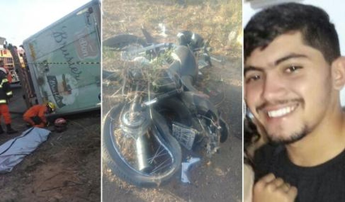 Caminhão tomba e esmaga motociclista em Santana do Ipanema