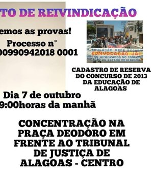 Professores que estão no Cadastro de Reserva de concurso da Educação de Alagoas convocam protesto