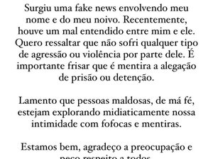 Noiva de médico João Caldas nega que sofreu agressão, e classifica caso como fake News