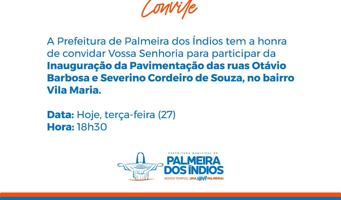 Prefeitura de Palmeira inaugura pavimentação de ruas da Vila Maria nesta terça (27)