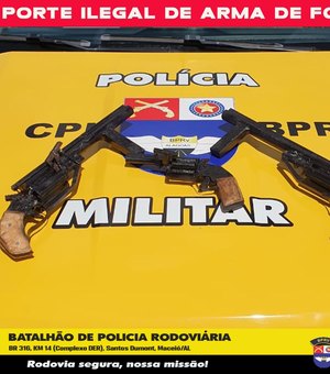 Três armas de fogo são apreendidas durante patrulhamento na cidade de Satuba