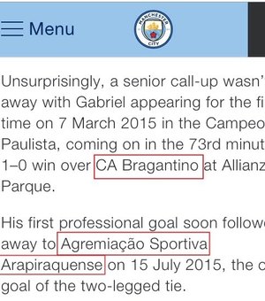 Site do Manchester City cita o ASA na negociação com Gabriel Jesus