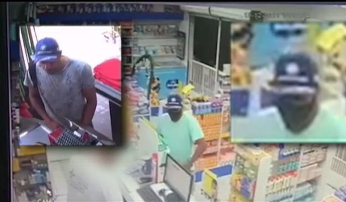 Imagens de segurança flagram assalto a farmácia na Santa Lúcia