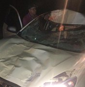 Taxista colide em cavalo na AL 465 e mulher fica ferida em Porto Calvo