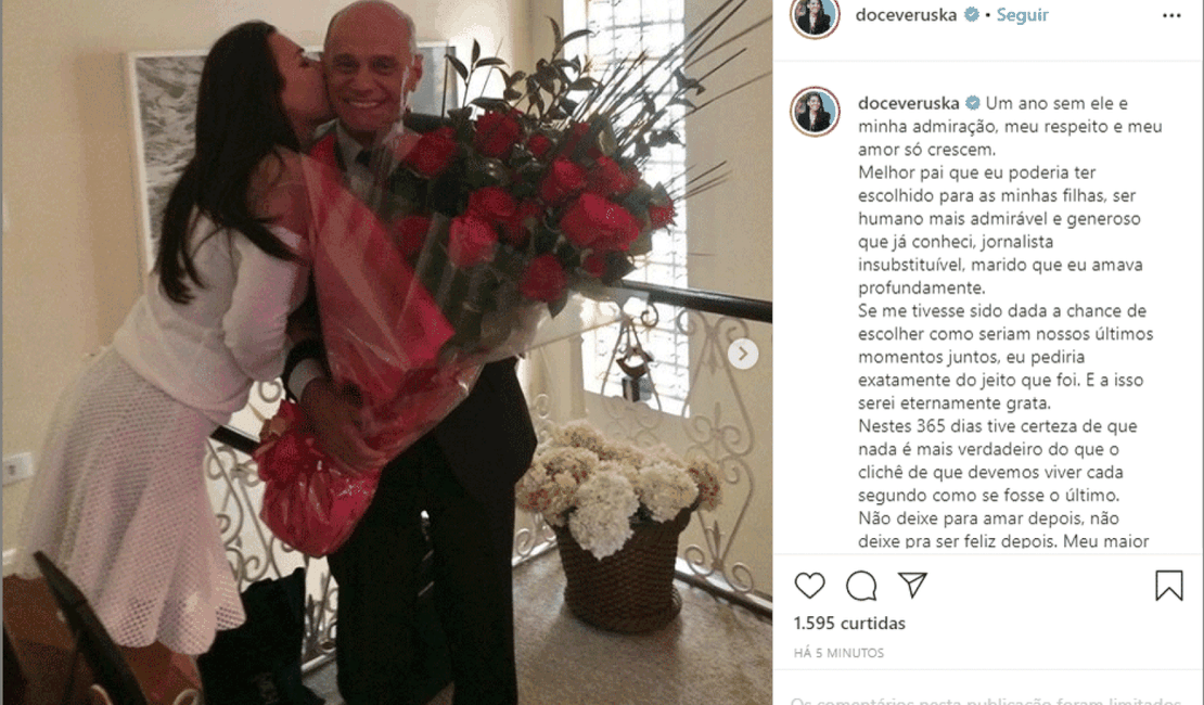 'Um ano sem ele e minha admiração, meu respeito e meu amor só crescem', diz viúva de Boechat