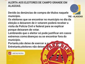 TRE/AL desmente postagem falsa sobre eleitores que não votarem neste domingo em Campo Grande