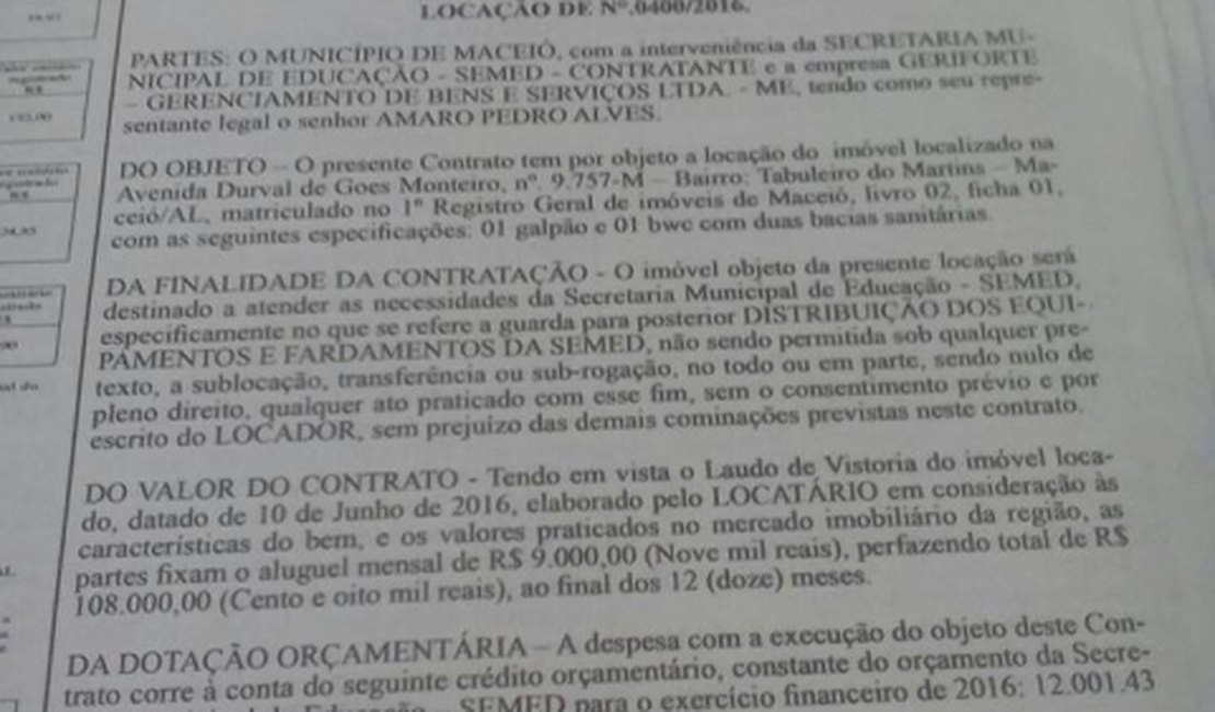 Prefeitura gasta R$108 mil para alugar galpão e estocar fardamento escolar