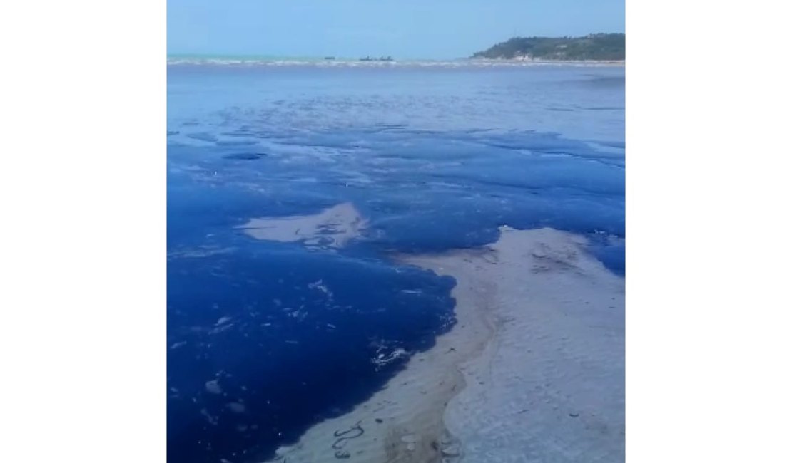 Vídeo mostra impressionante chegada de petróleo na Praia de Japaratinga