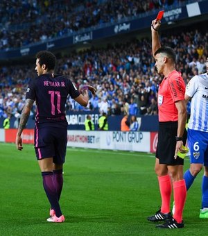 Barcelona perde para o Málaga e Neymar sofre sua primeira expulsão na Espanha