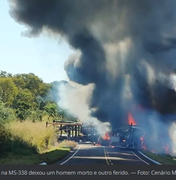 Caminhoneiro de Maribondo morre carbonizado em colisão de carretas em rodovia federal de Mato Grosso do Sul