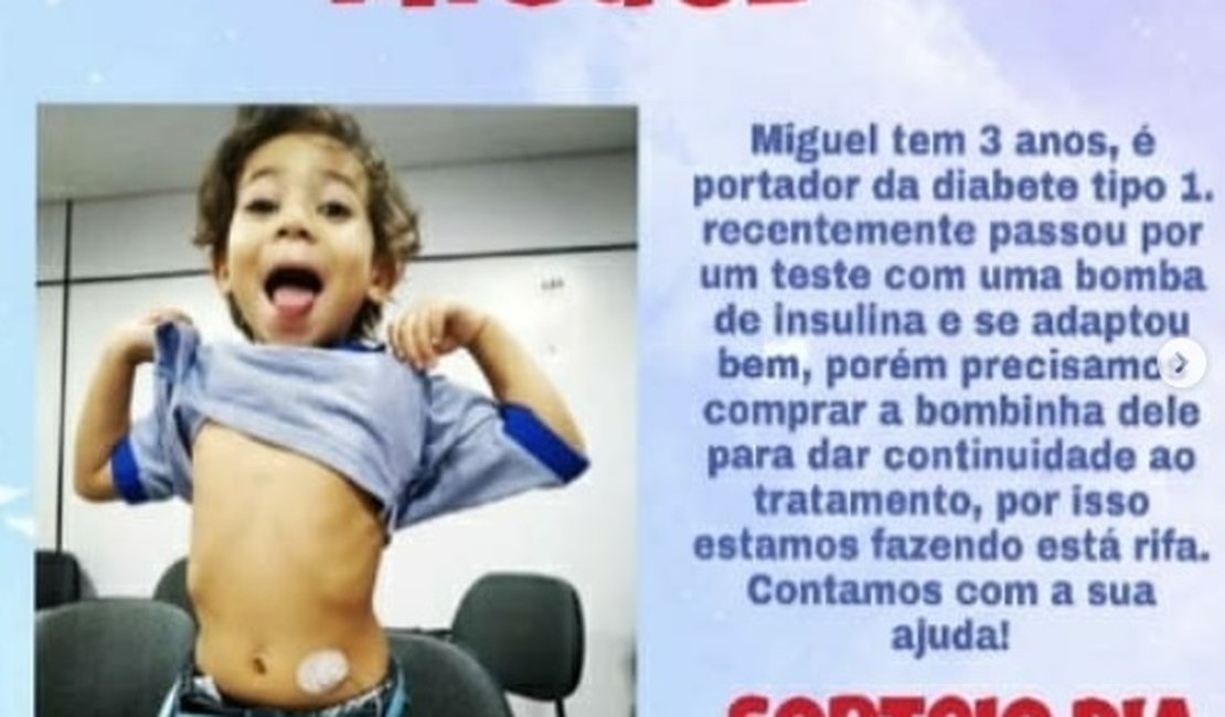 Campanha ajuda garotinho de 3 anos com diabetes