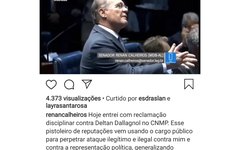 Postagem do senador Renan Calheiros no Instagram