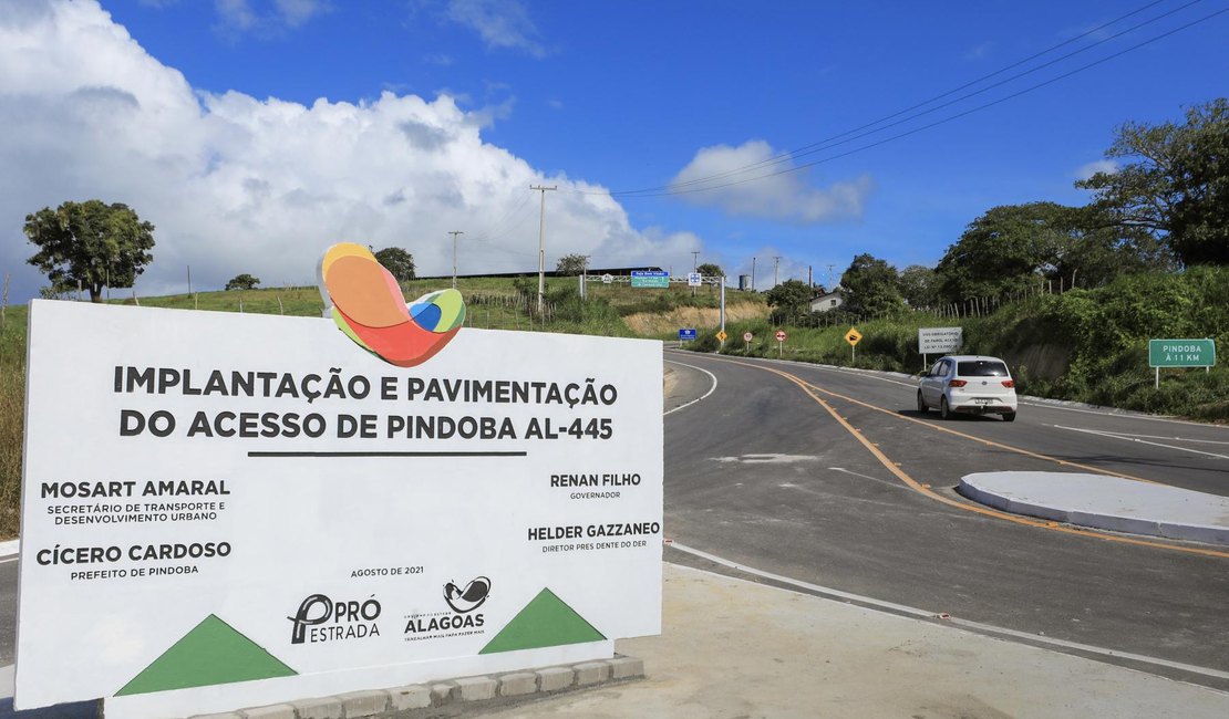 Com entrega de rodovia em Pindoba, Alagoas bate a meta de asfaltar 100% dos acessos aos municípios