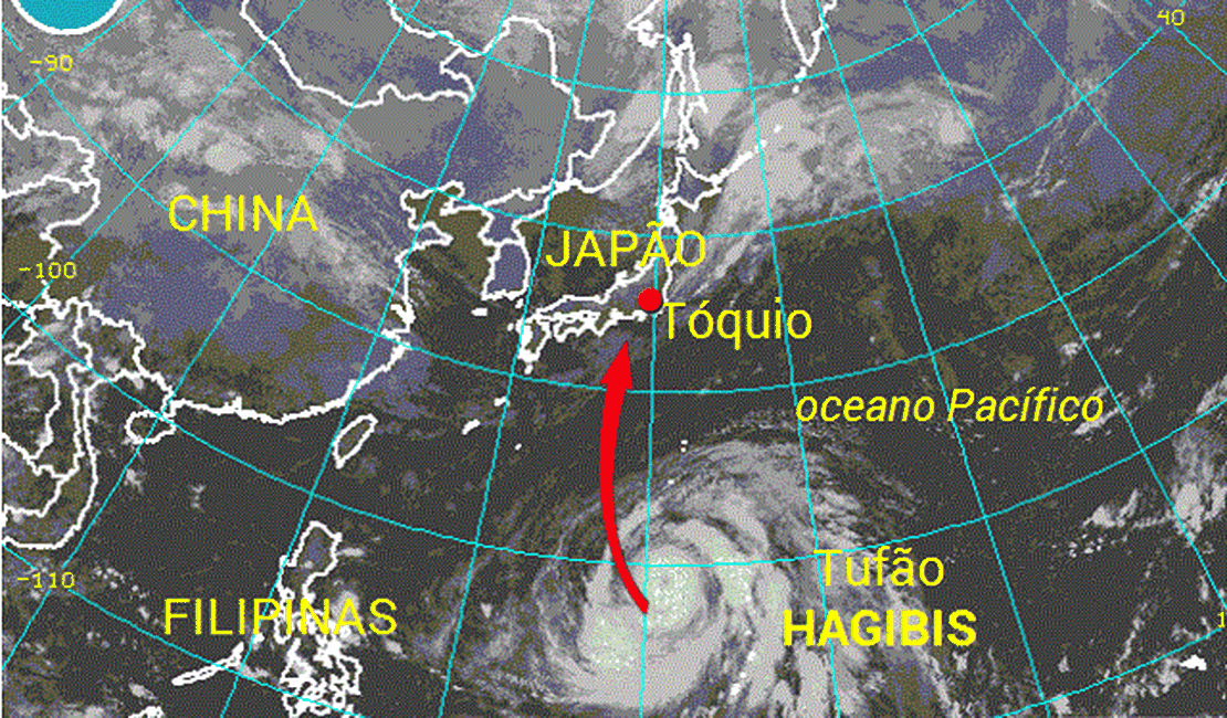 Tufão Hagibis poderá atingir região metropolitana de Tóquio