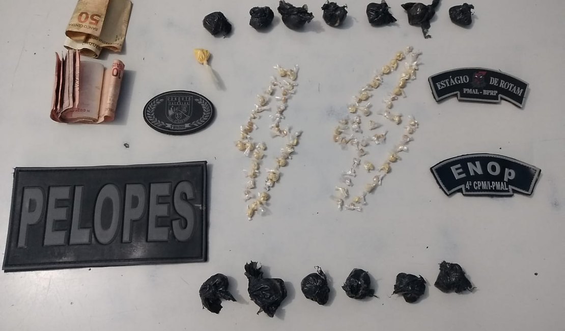 Jovem é preso com 100 pedras de crack no bairro Manoel Teles, em Arapiraca