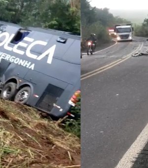 Acidente entre ambulância e ônibus da banda Moleca 100 Vergonha deixa um morto no Piauí