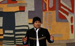 O presidente da Bolívia, Evo Morales, discursa durante almoço no Palácio Itamaraty