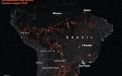 Mapa da América do Sul apresentado pela NASA