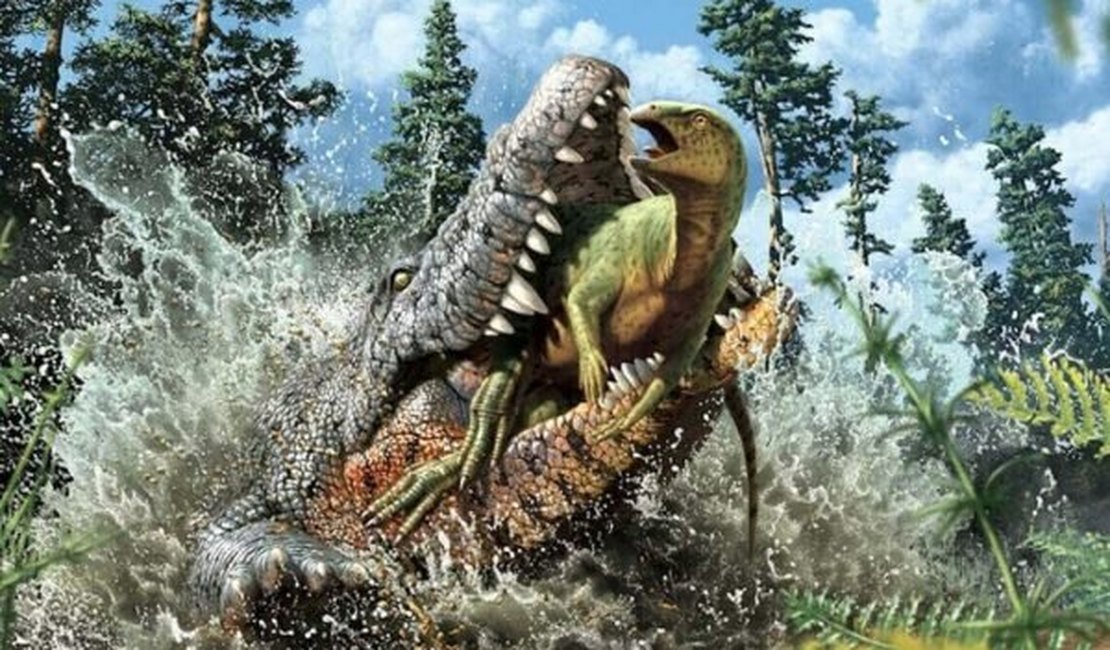 Fóssil de crocodilo pré-histórico é achado com dinossauro no estômago