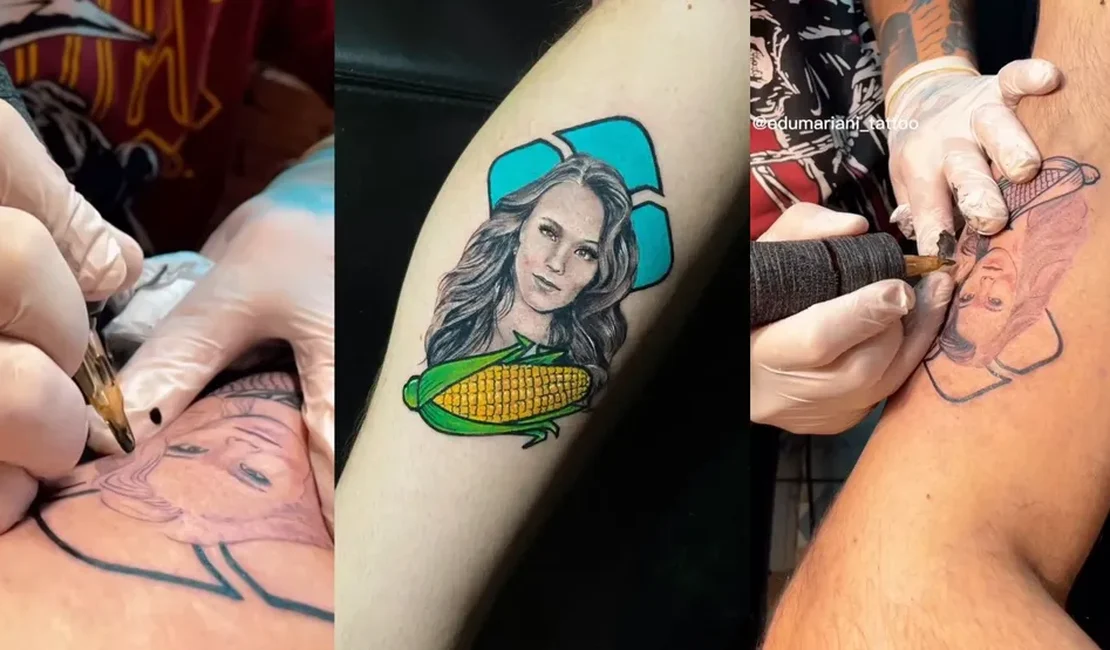 Momento difícil de Larissa Manoela vira tatuagem em perna de empresário: 'faz o PIX do milho'