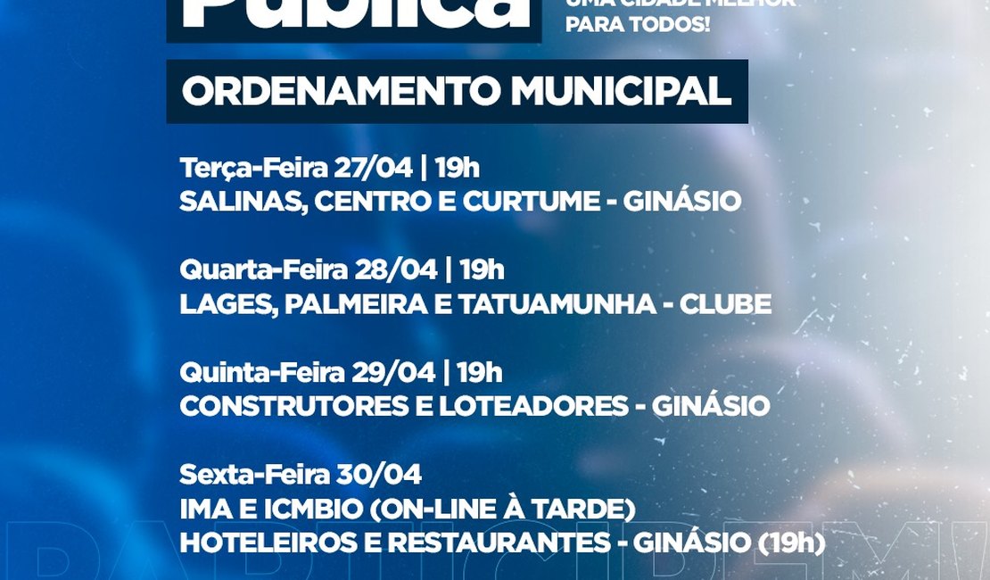 Prefeitura de Porto de Pedras convida população para audiências públicas
