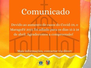 Paróquia de Santo Antônio de Pádua adia edição do MaragoFé
