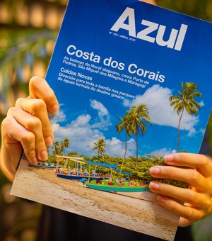 Alagoas estampa capa da revista de bordo da Azul neste mês de abril