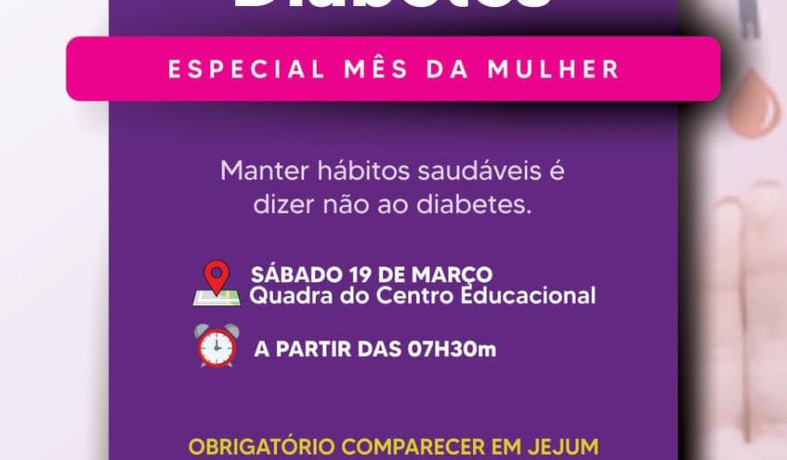 Porto Real do Colégio promoverá mutirão contra diabetes e exames para a população