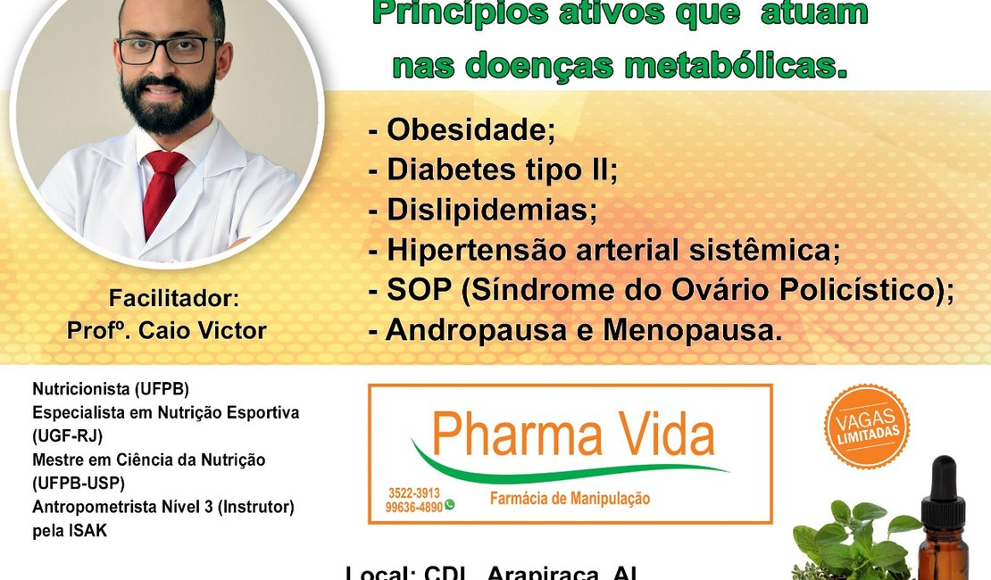 Phama Vida promove cursos gratuitos para nutricionistas e médicos em Arapiraca