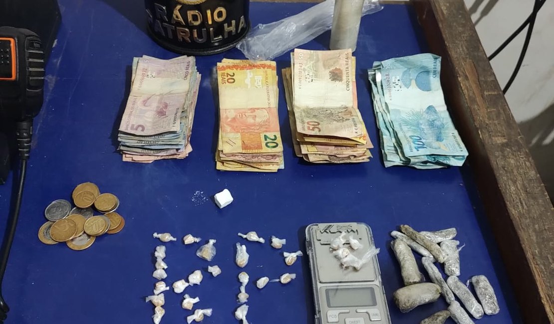 Polícia aprende crack, cocaína, maconha e quase R$ 2 mil em espécie no Manoel Teles