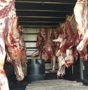 PRF apreende 1,5 tonelada de carne bovina transportada irregularmente na BR-104