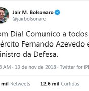 Bolsonaro anuncia general do Exército para o Ministério da Defesa