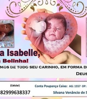 Mãe faz campanha para arrecadar mais de R$ 200 mil para realizar cirurgia de bebê com síndrome rara