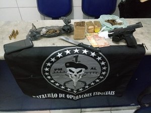 Suspeitos são presos e drogas e arma são apreendidas em bairros de Maceió