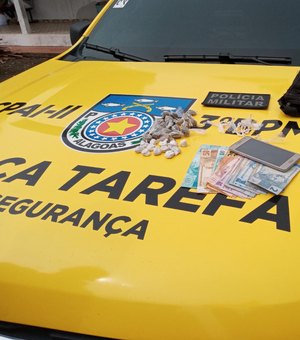 Jovem que havia participado de roubo é preso ﻿com maconha, crack e dinheiro, em Arapiraca