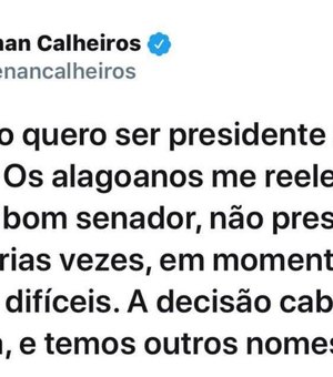 Senador Renan Calheiros desabafa sobre presidência do Senado