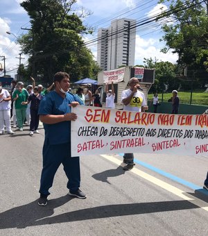 Funcionários do Hospital Veredas voltam a protestar por salários atrasados