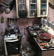 Vazamento de gás de cozinha causa incêndio em residência em Maceió 
