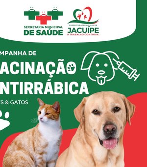 Prefeitura de Jacuípe anuncia vacinação antirrábica