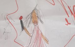 Desenho da menina alagoana após assistir a Momo