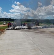 Trabalhadores da Usina Santa Clotilde bloqueiam BR-101, em Rio Largo