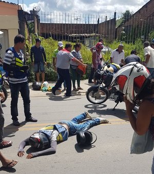 Mototaxista e criança ficam feridos em acidente em União dos Palmares 