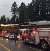 Trem descarrila em viaduto dos EUA; há mortos e feridos