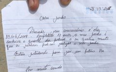Carta enviada pelo menino emocionou militares do 3° BPM