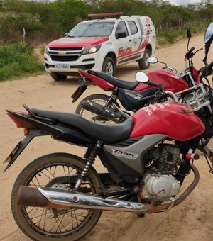 Polícia Militar recupera motos escondidas em matagal na zona rural de Girau do Ponciano