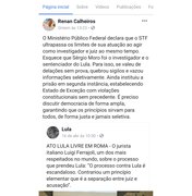 Renan Calheiros volta a atacar Sérgio Moro nas redes sociais